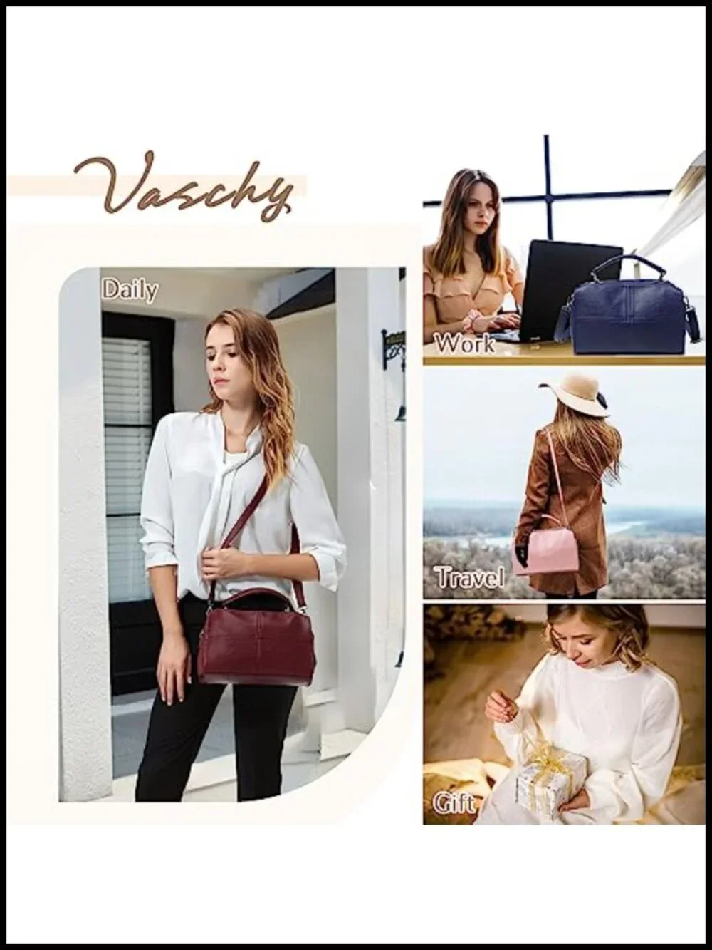 Vegan Leather Top Handle Satchel Crossbody Handbag Shoulder Purse Womens